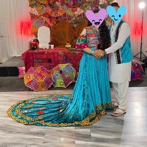 Afghan Dress with Trail + men vest